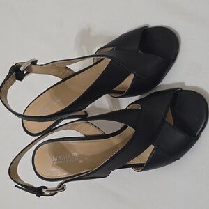 MK Heeled  Black Sandals, 6.5